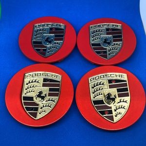 COPY - 4 Porsche center cap custom made  red col…